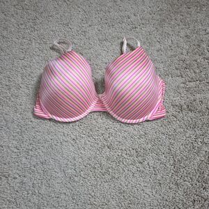 Victoria's Secret Bra Women's 34DD Pink Stripes Uplift Semi Demi